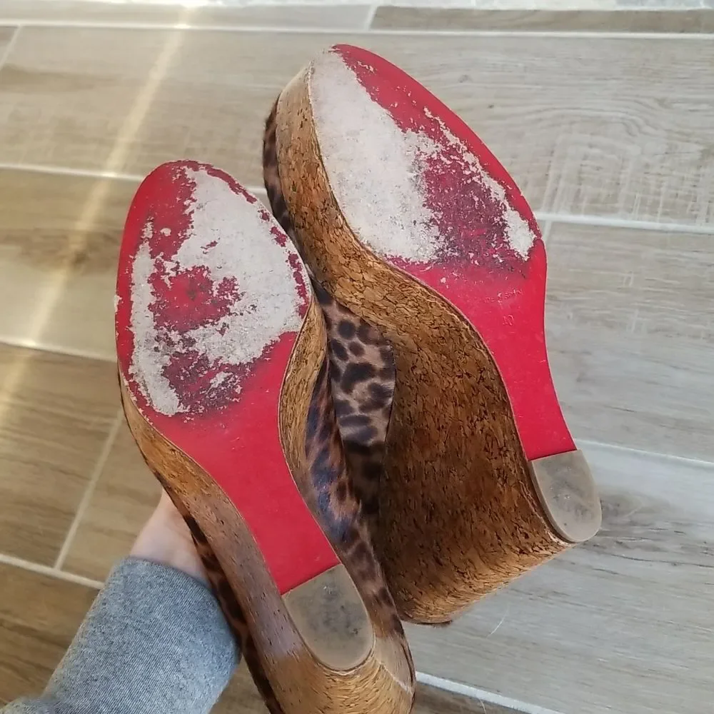 Christian Louboutin Coroclic Leopard Print Cork Wedges